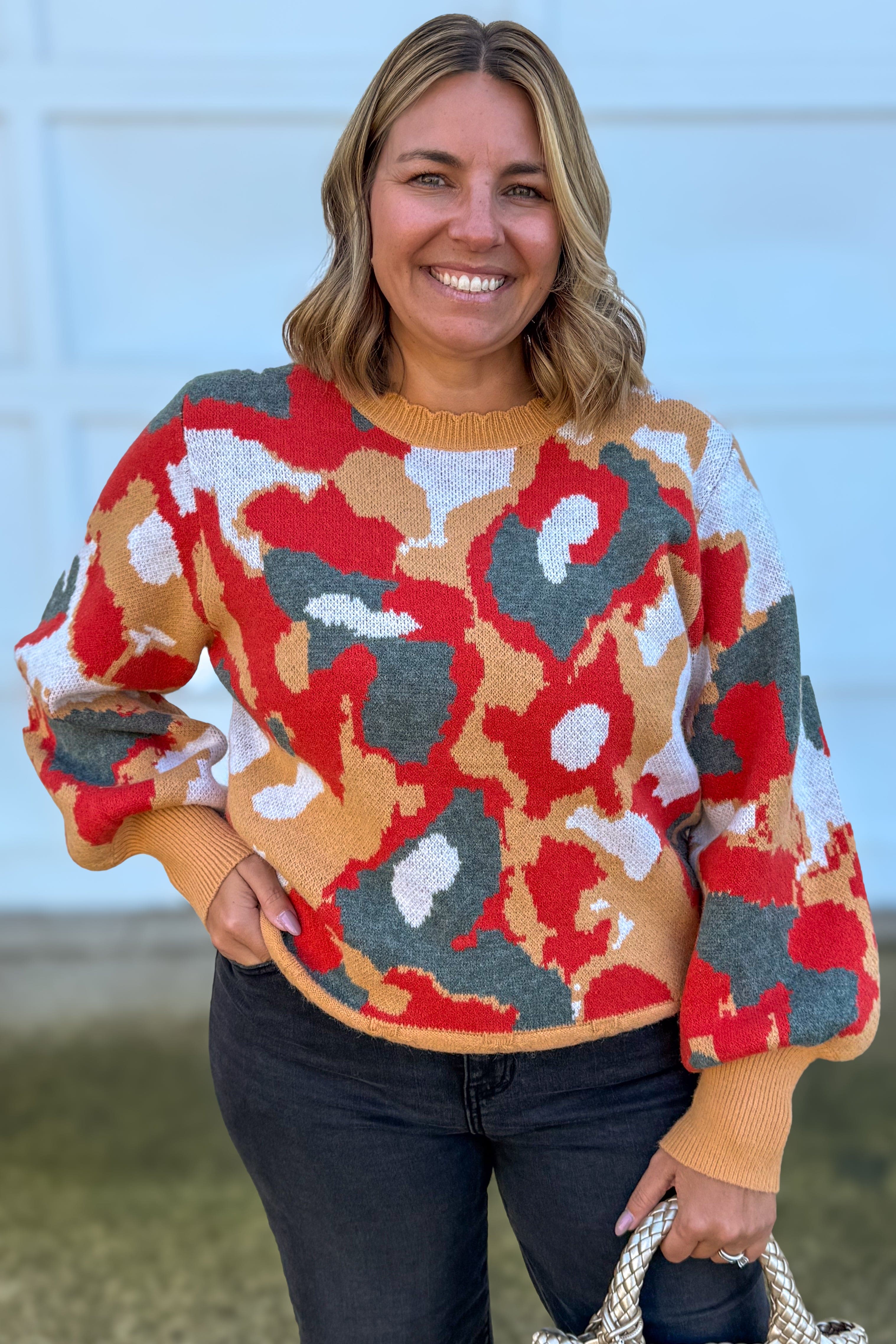 Yellow & Olive Jacquard Sweater