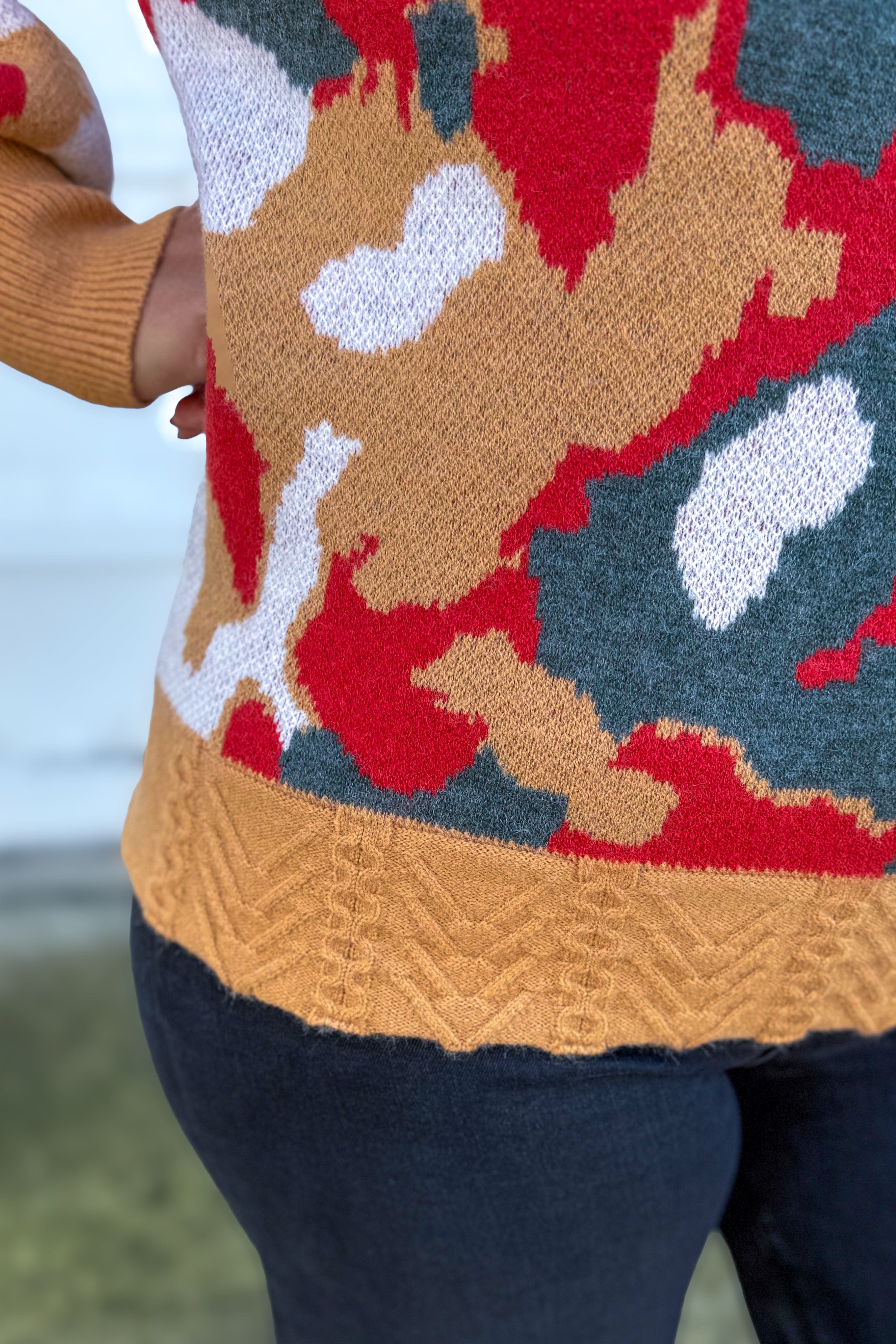 Yellow & Olive Jacquard Sweater Detailed