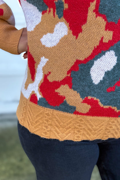 Yellow & Olive Jacquard Sweater Detailed