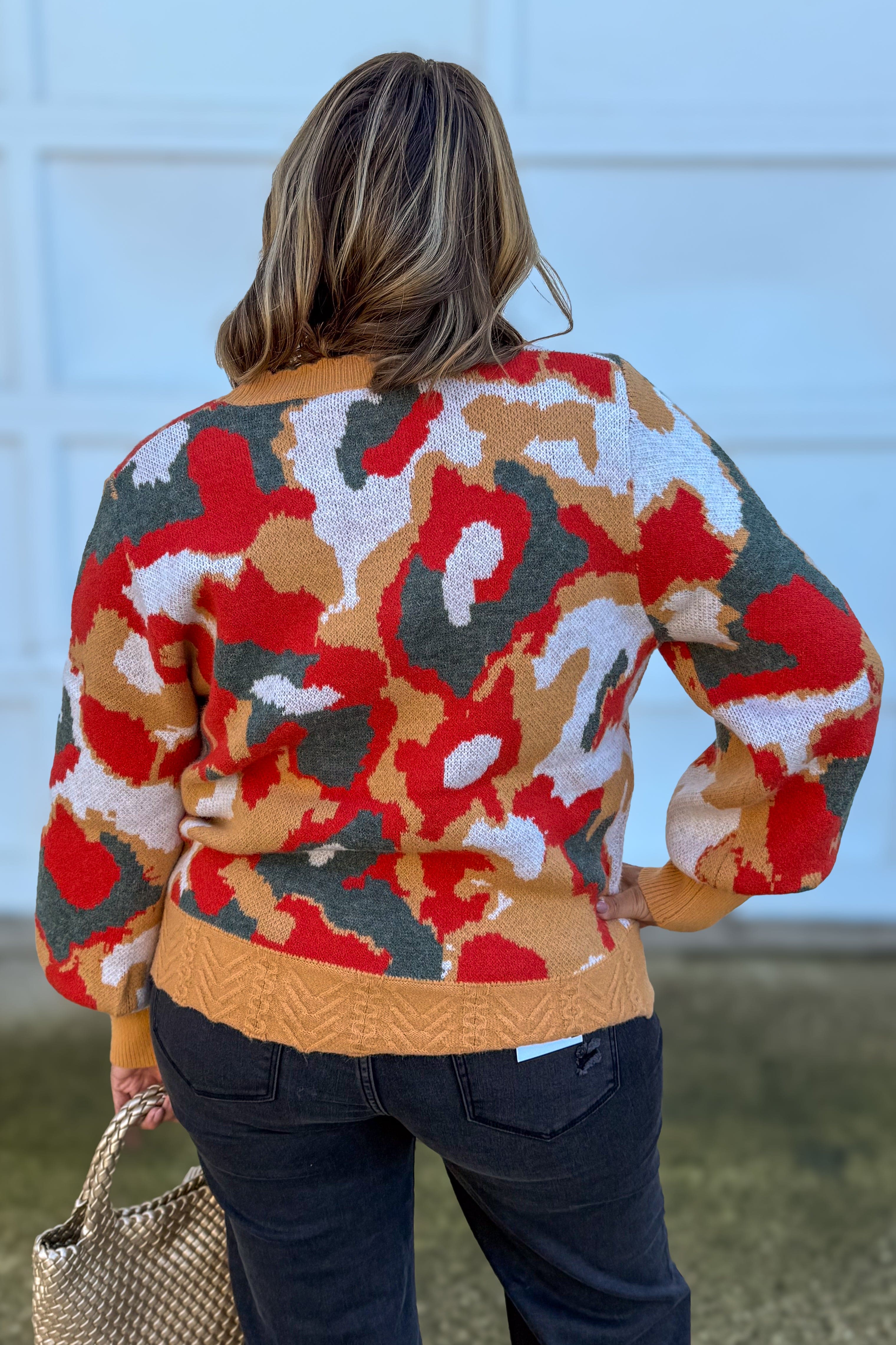 Yellow & Olive Jacquard Sweater Back