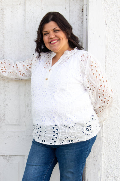 White Eyelet Embroidered Top