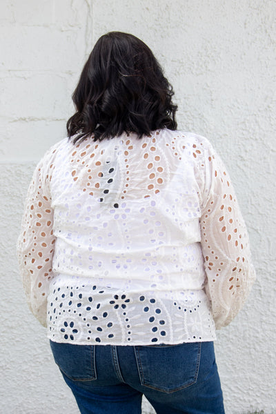 White Eyelet Embroidered Top back