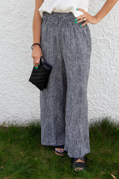 Black & White High Waist Smocked Pants