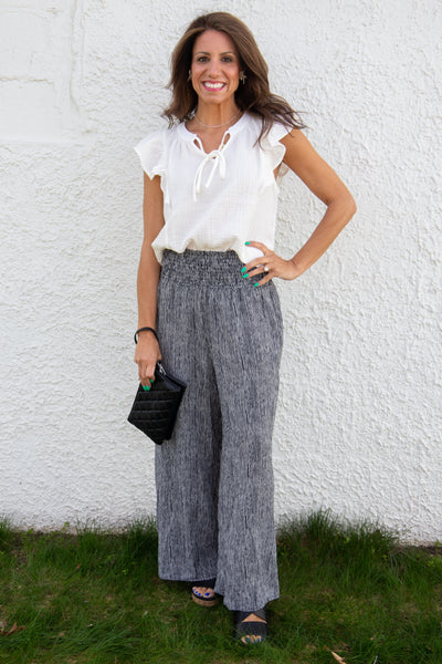 Black & White High Waist Smocked Pants Styled