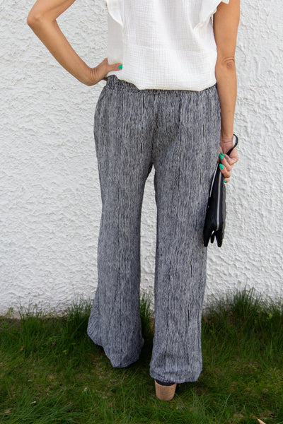 Black & White High Waist Smocked Pants back