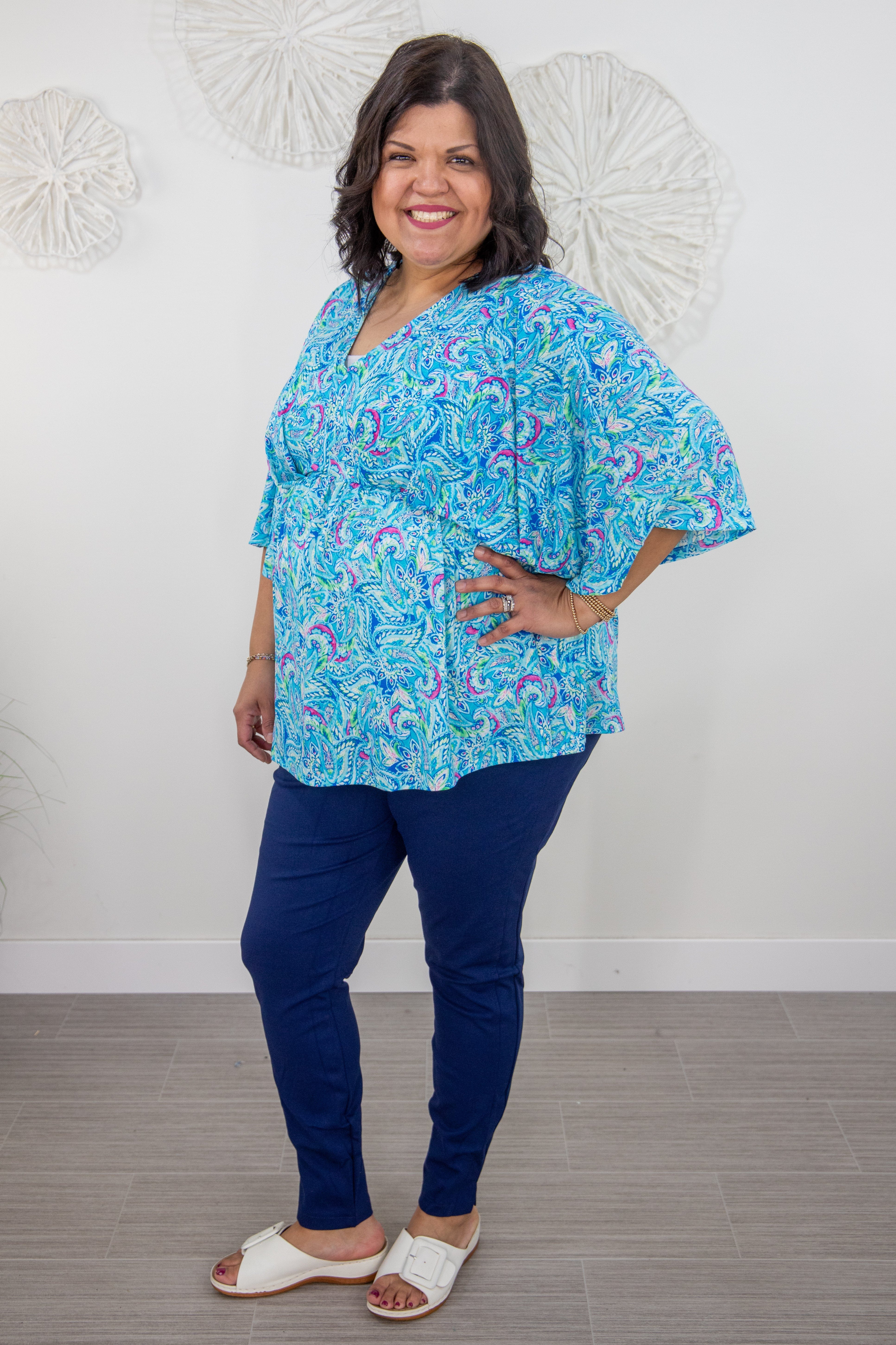 Beauftiful Blues Paisley Dreamer Top Styled