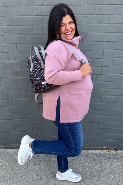 Mauve Cozy Cowl Neck Pullover