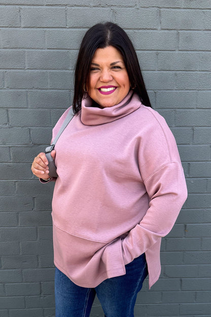 Mauve Cozy Cowl Neck Pullover