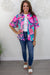Magenta & Teal Print Blouse Styled