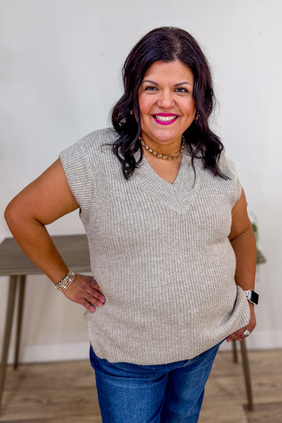 Heather Mocha V-Neck Sweater Vest