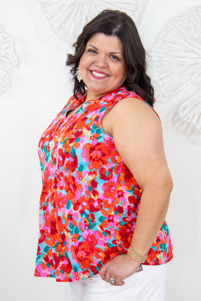 Red Multi Floral Lizzy Tank Top