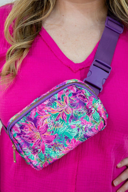 Purple Printed Belt Bag