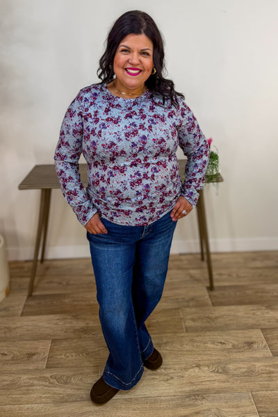 Burgundy Hacci Floral Top Styled