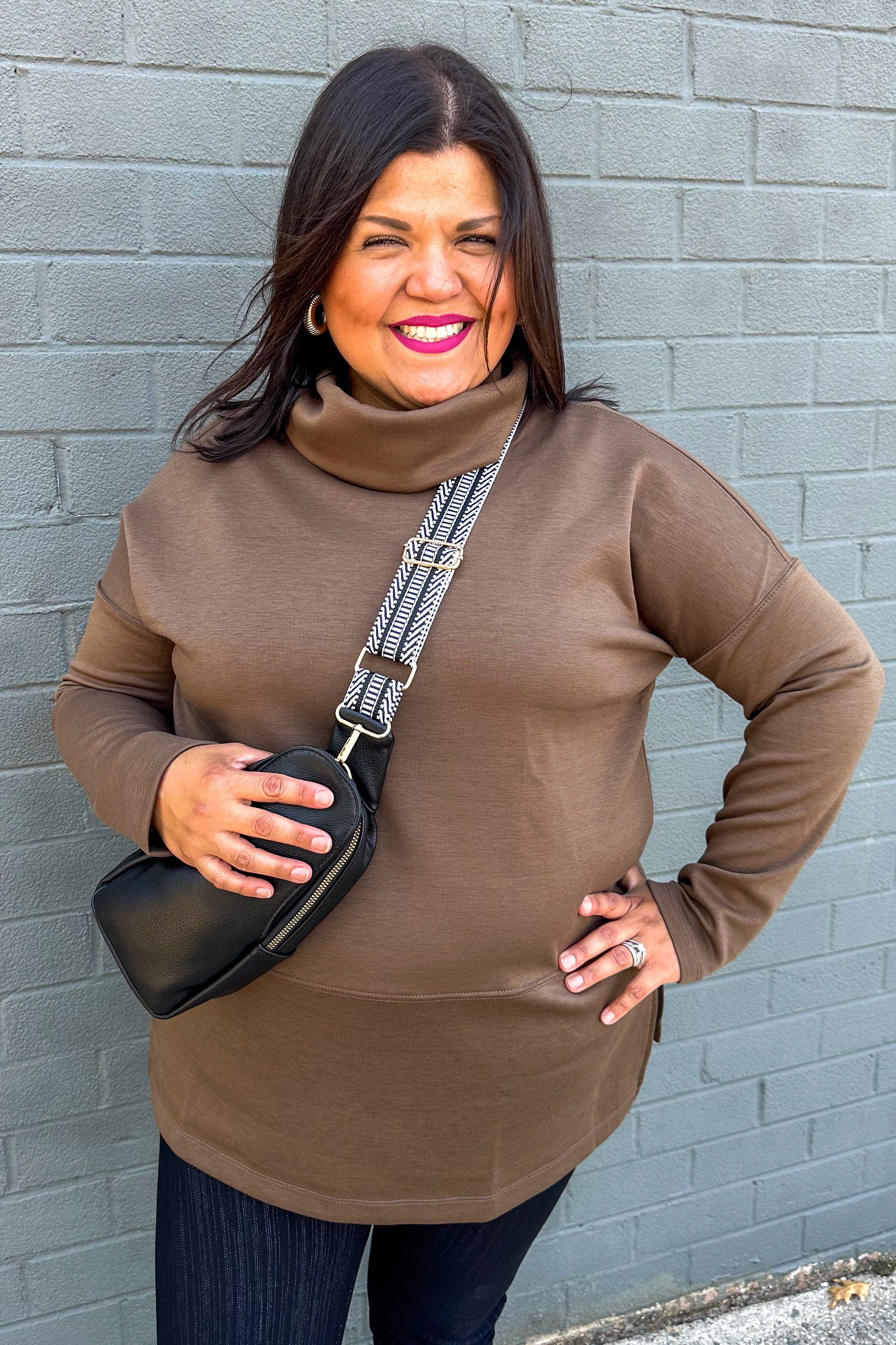 Mocha Cozy Cowl Neck Pullover