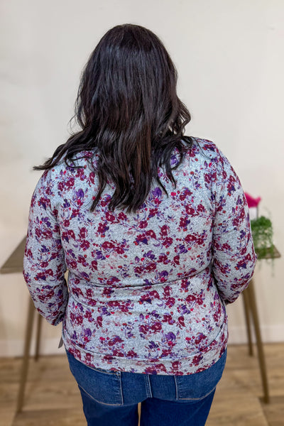 Burgundy Hacci Floral Top Back