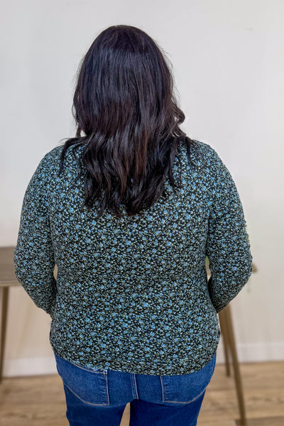 Navy Floral Jersey Top Back