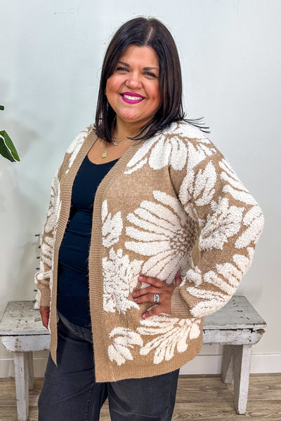 Camel & Ivory Patterned Cardigan