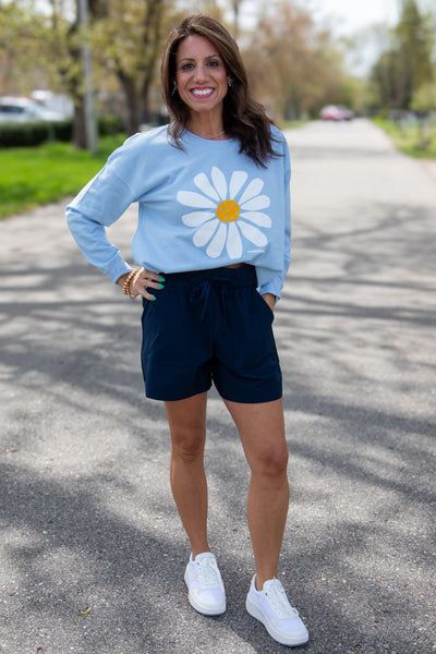 Big Daisy Drop Shoulder Sweatshirt styled