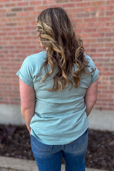 Green Stripe Block Top detail
