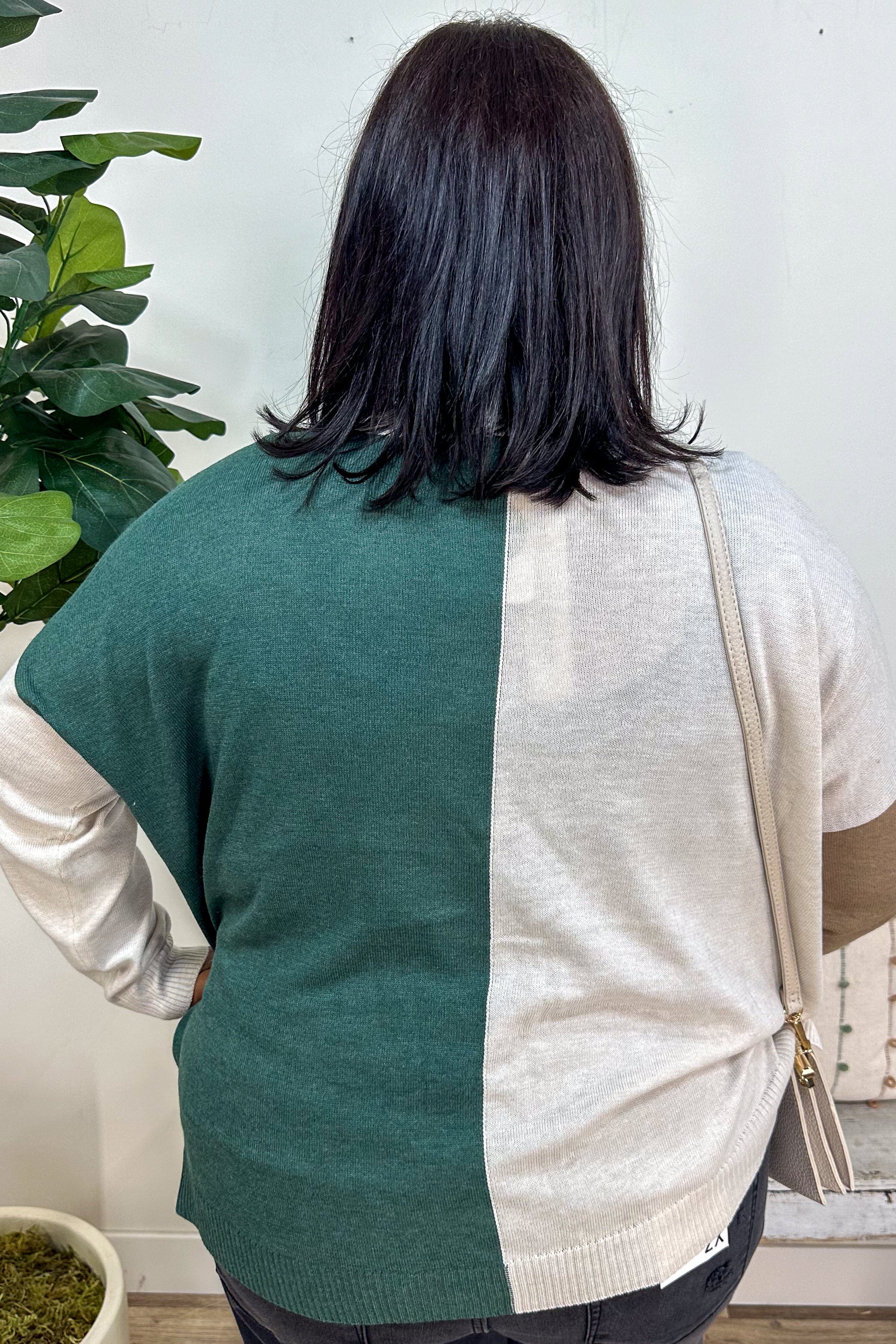 Green Colorblock Sweater back