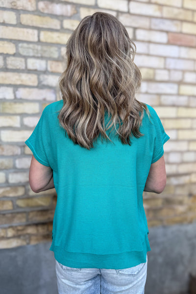 Jade V-Neck Short Sleeve Sweater back