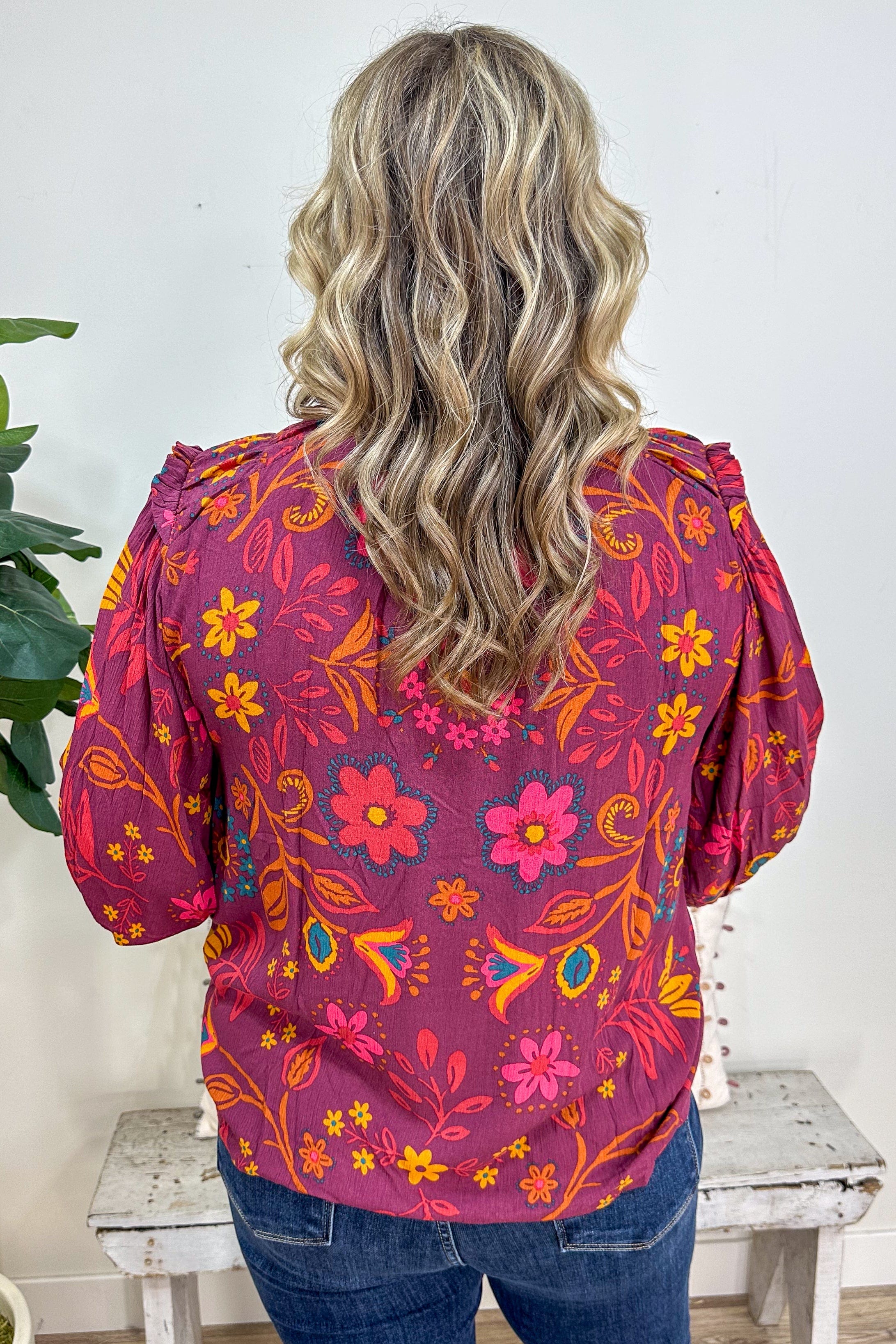 Mulberry Floral Blouse back