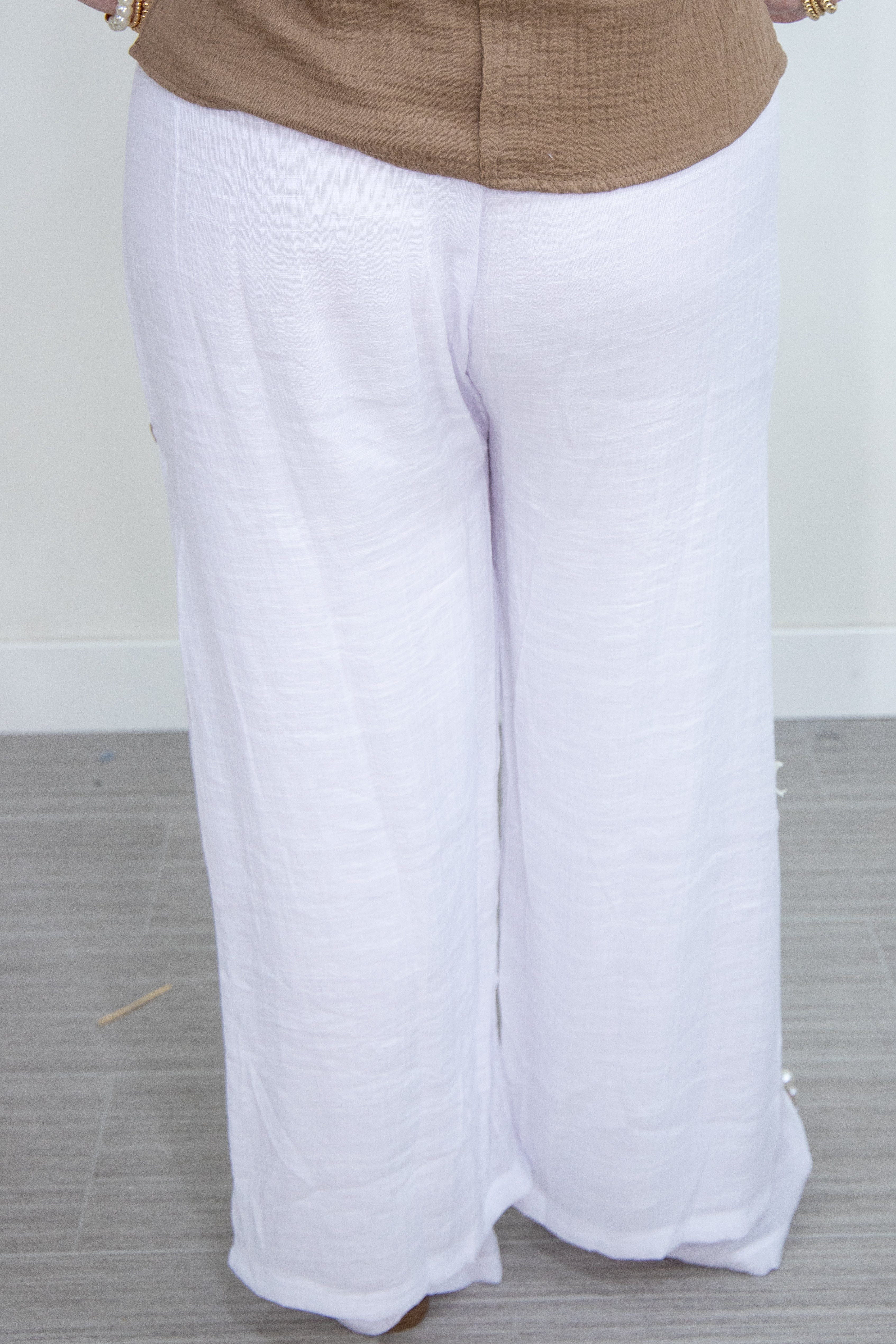 White Flowy Pant back