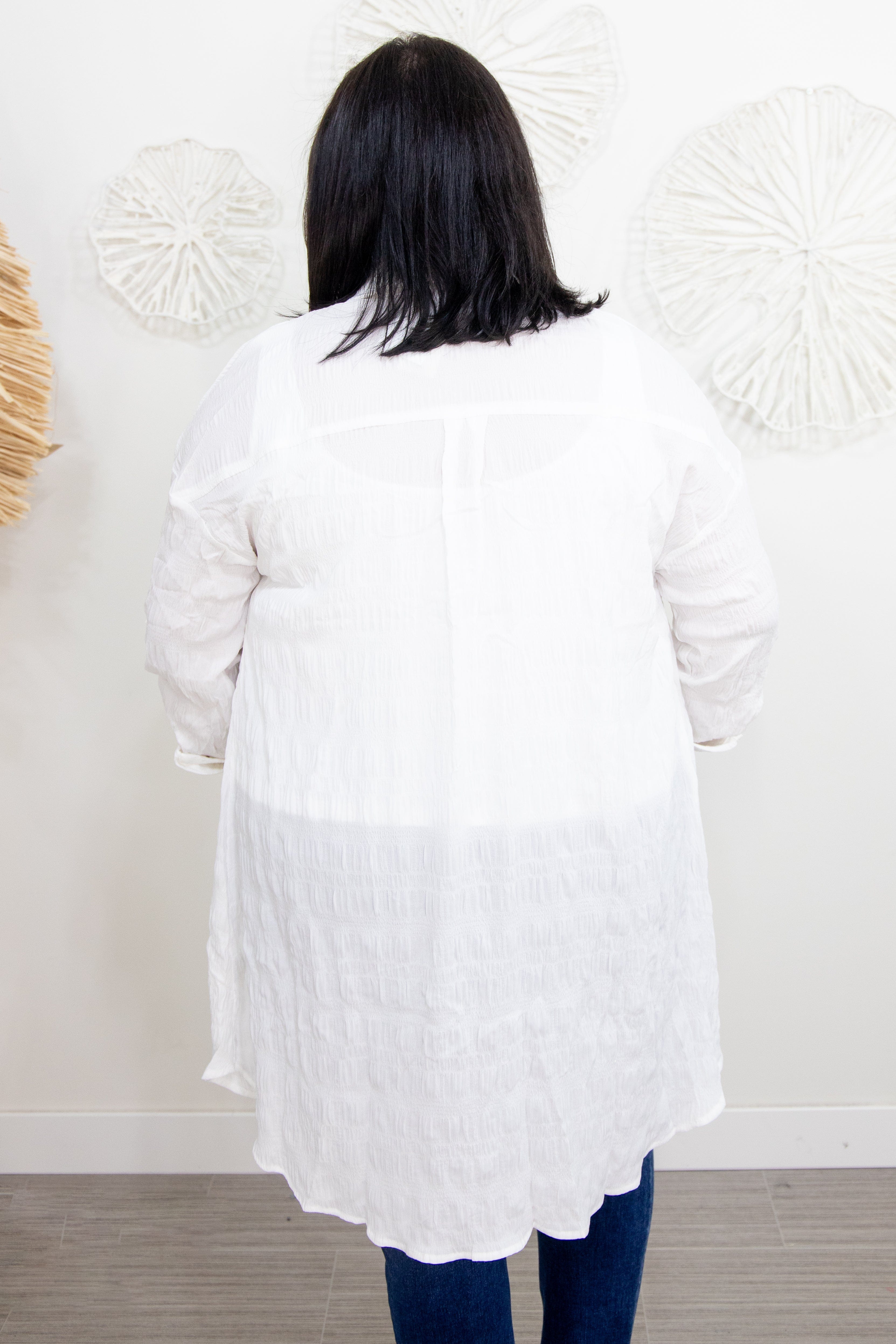 White Button Down Shirt Dress back