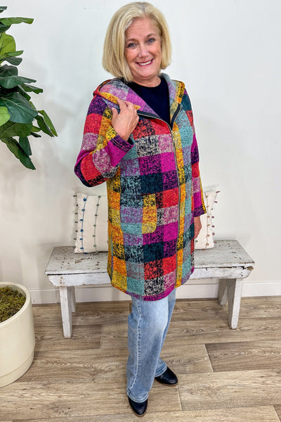 Plaid Knit Jacket styled