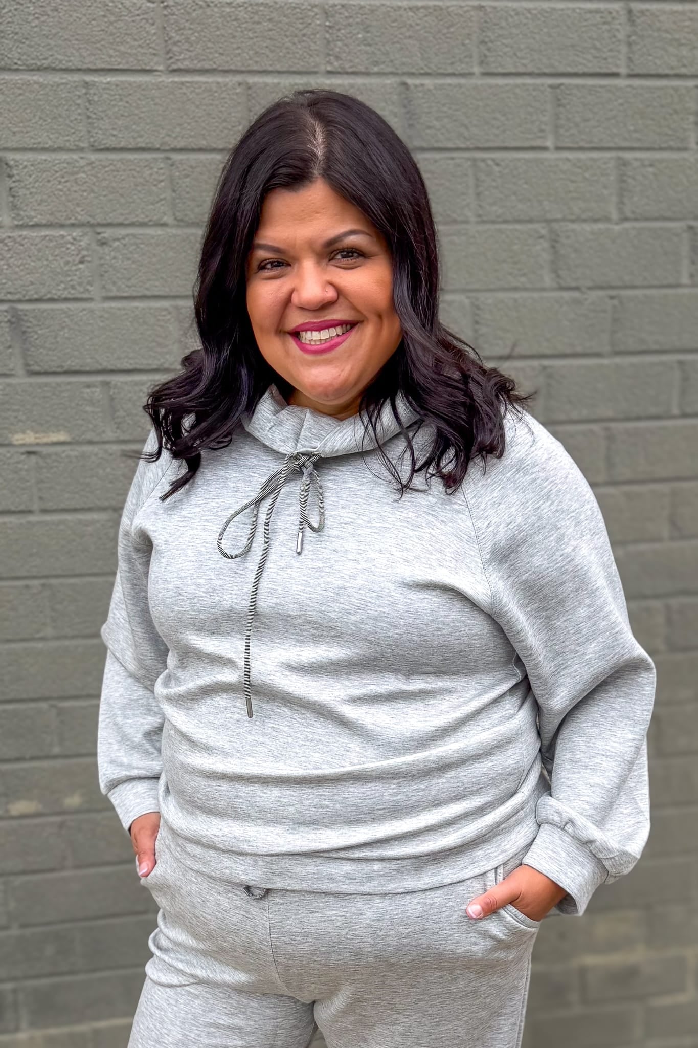 Charcoal Soft Cowl Neck Pullover