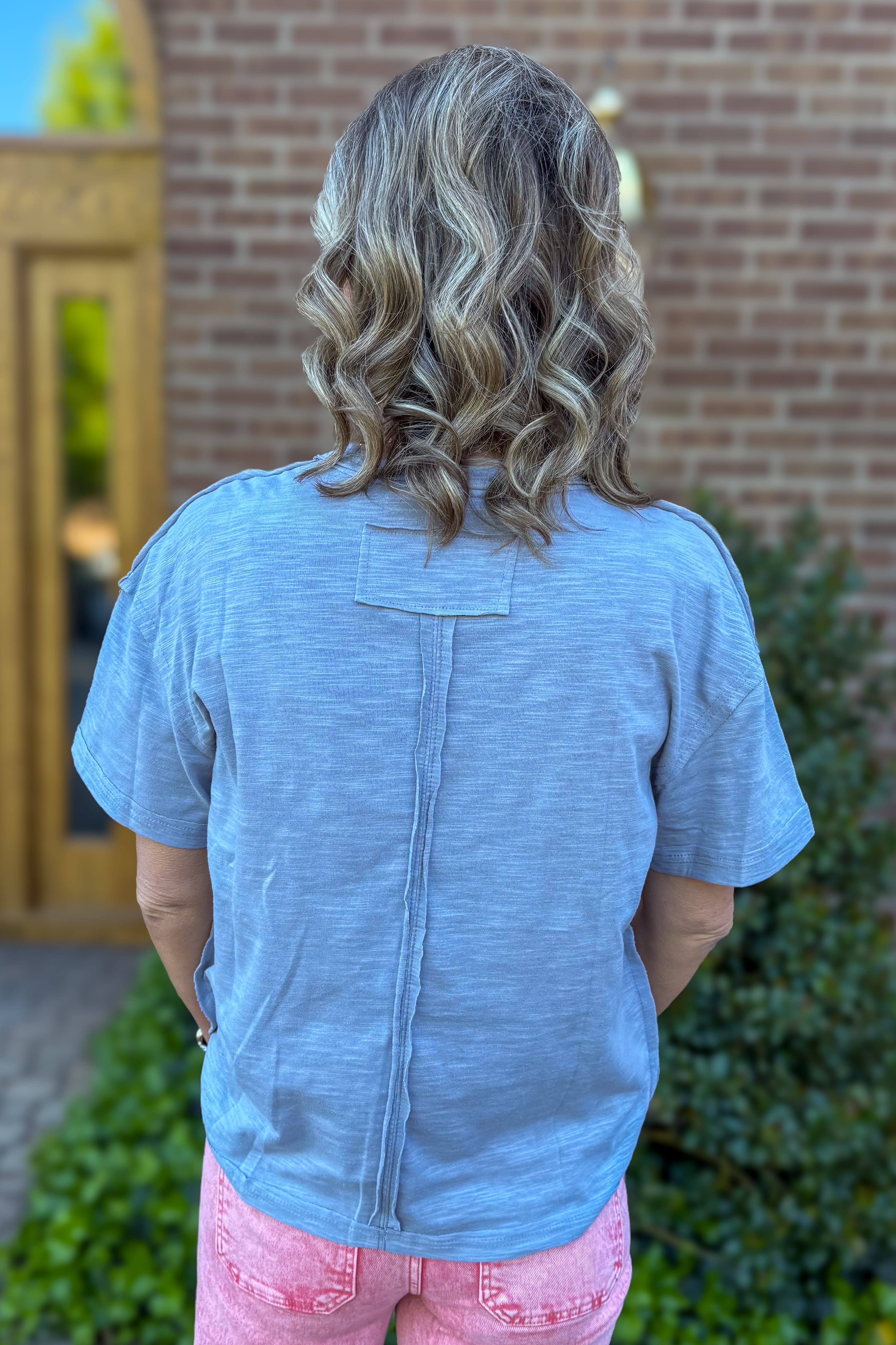 Grey Vintage Floral Patchwork Top Back