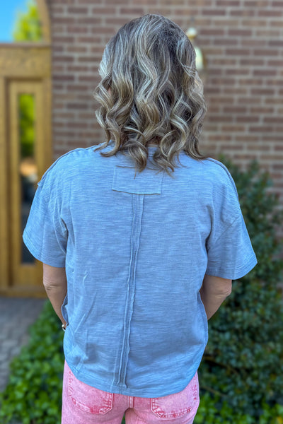 Grey Vintage Floral Patchwork Top Back
