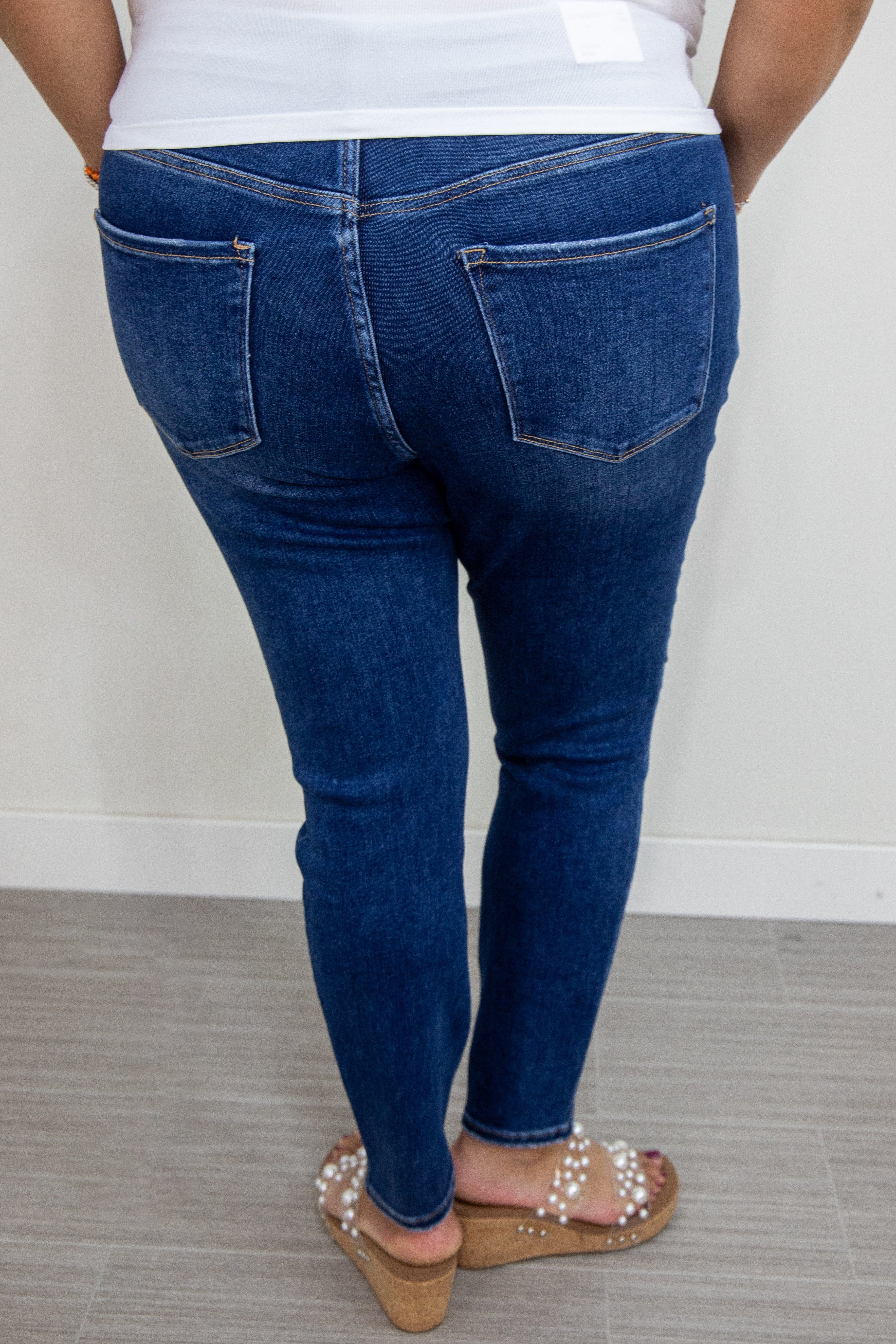 Dark High Rise Ankle Skinny back