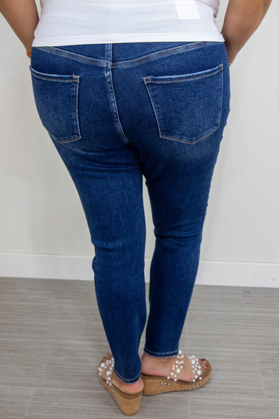 Dark High Rise Ankle Skinny back