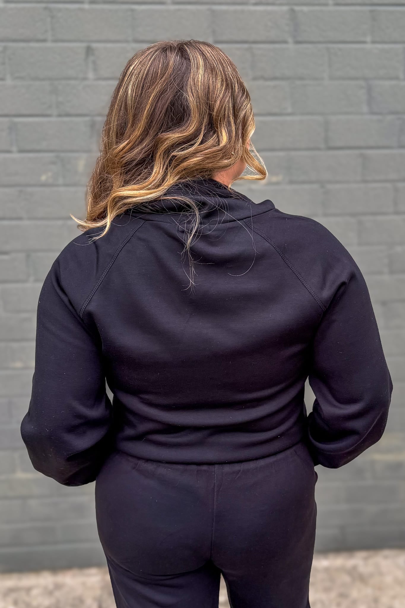Black Soft Cowl Neck Pullover Back