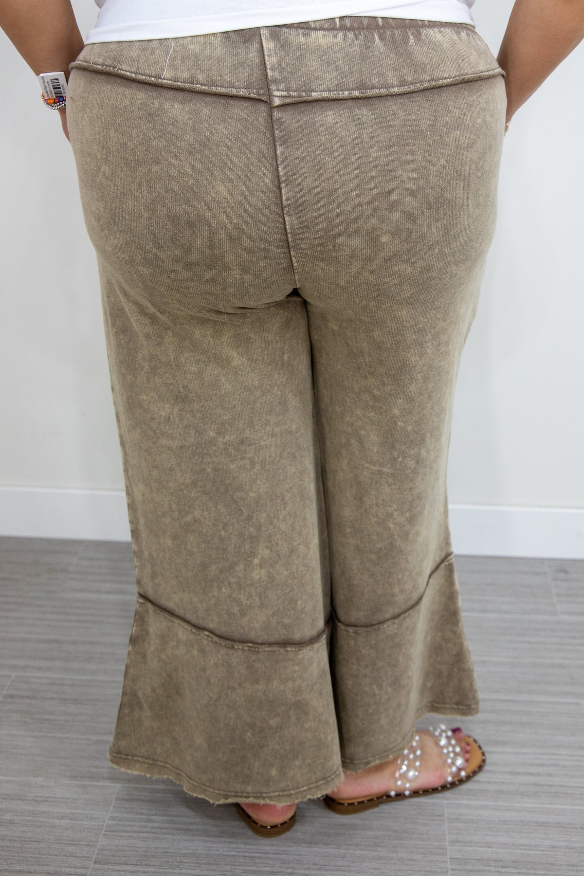 Mocha Cropped Wide Leg with Stitching Detail back