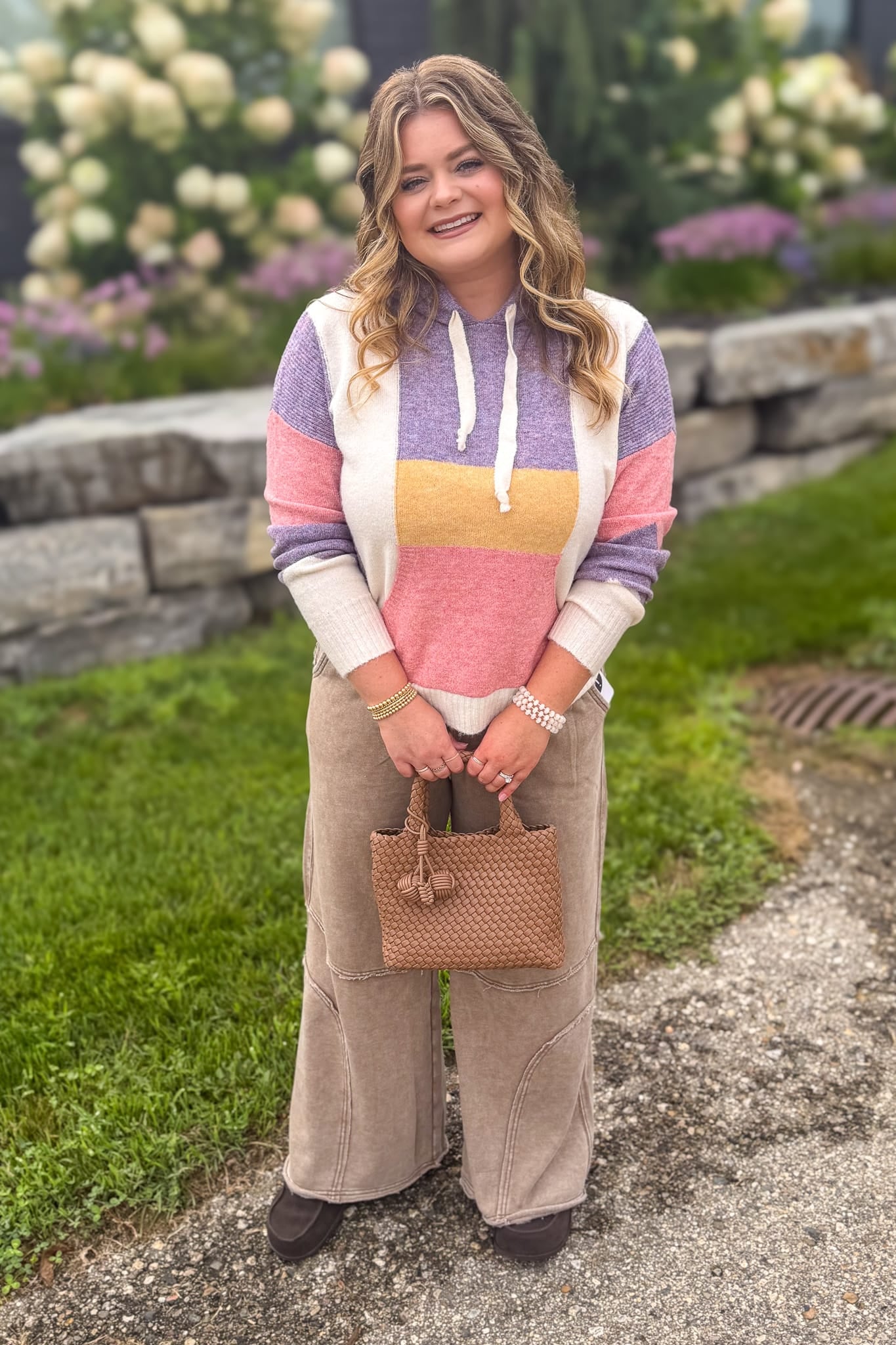 Lavender & Pink Color Block Hoodie Pullover