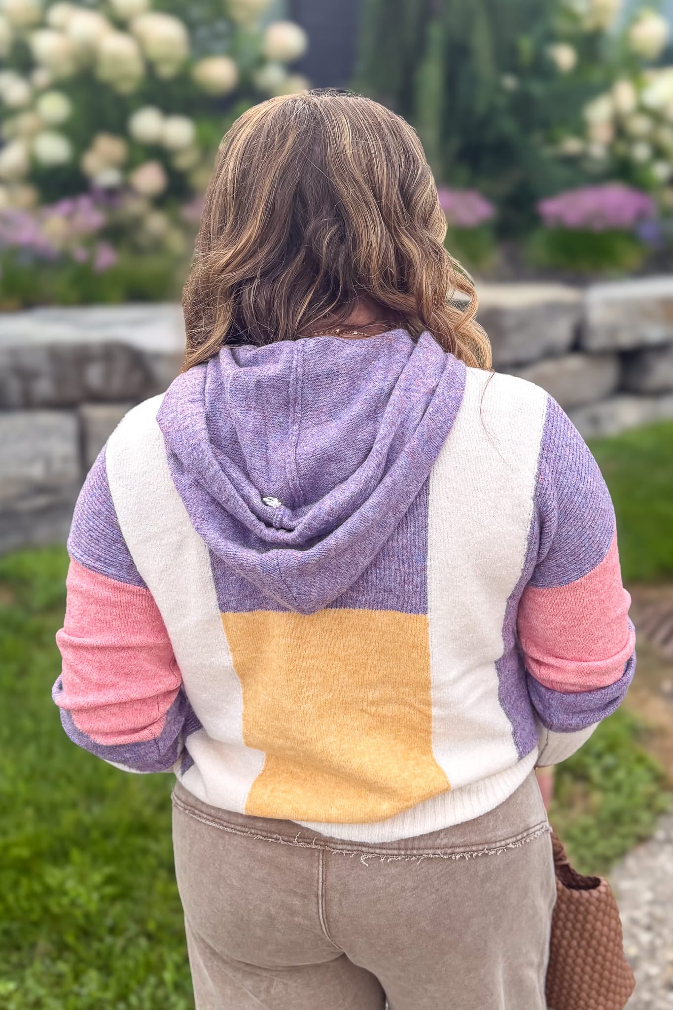 Lavender & Pink Color Block Hoodie Pullover