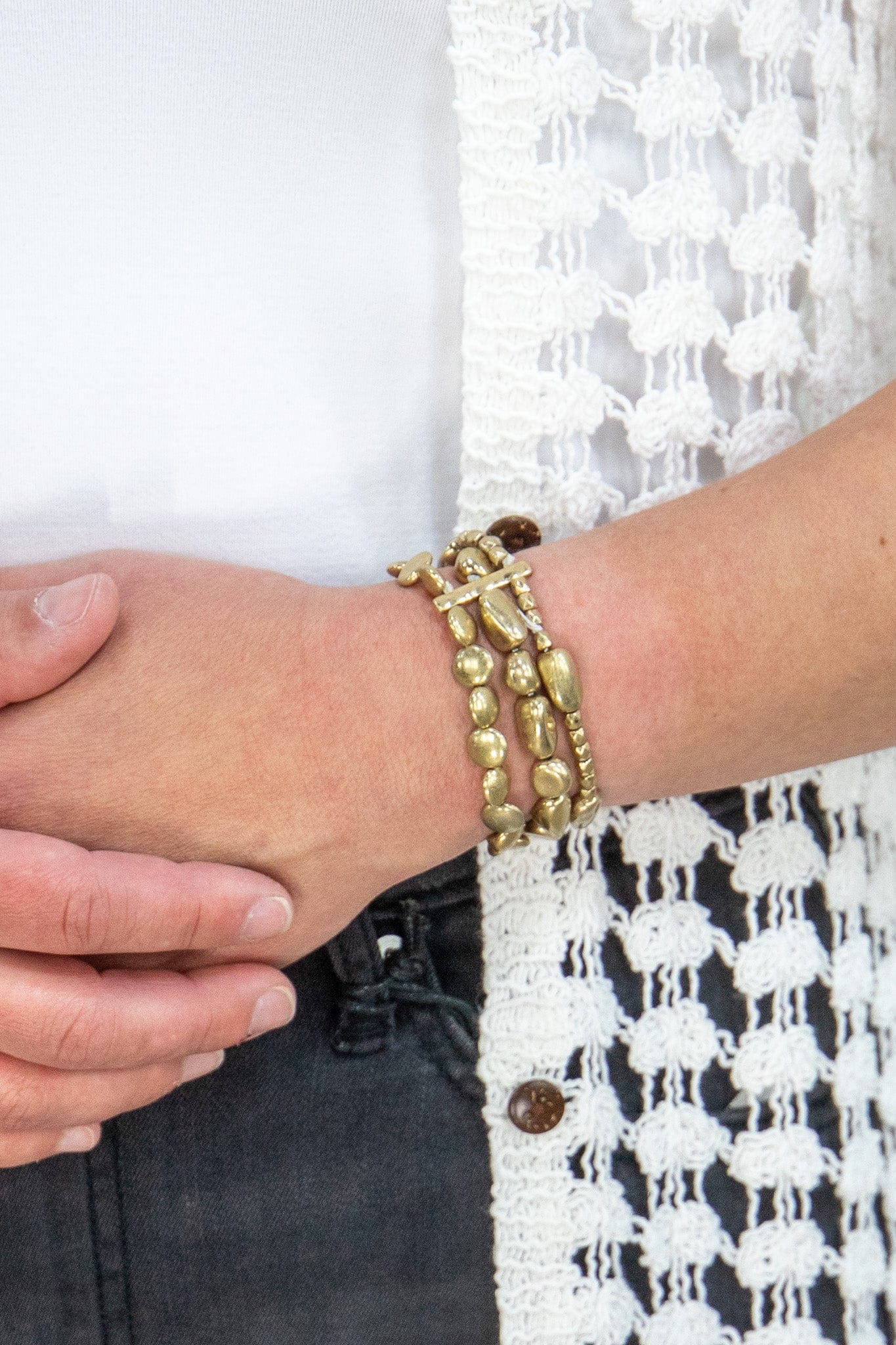 White Knit Button Down Vest