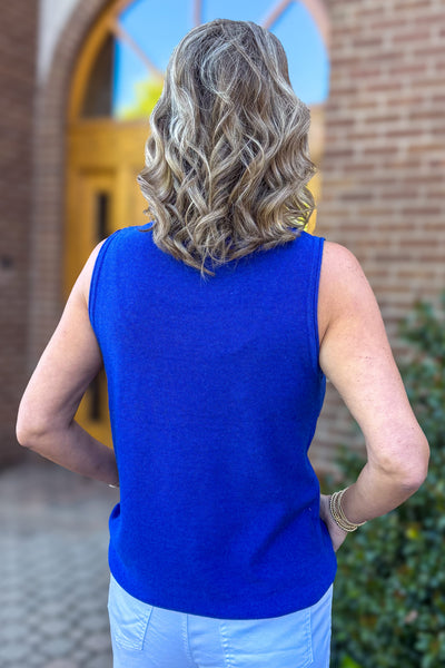 Royal Wide Neck Sleeveless Sweater Back