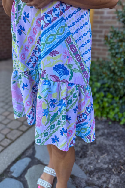 Sage & Lilac Bohemian Ruffle Hem Dress Detaled