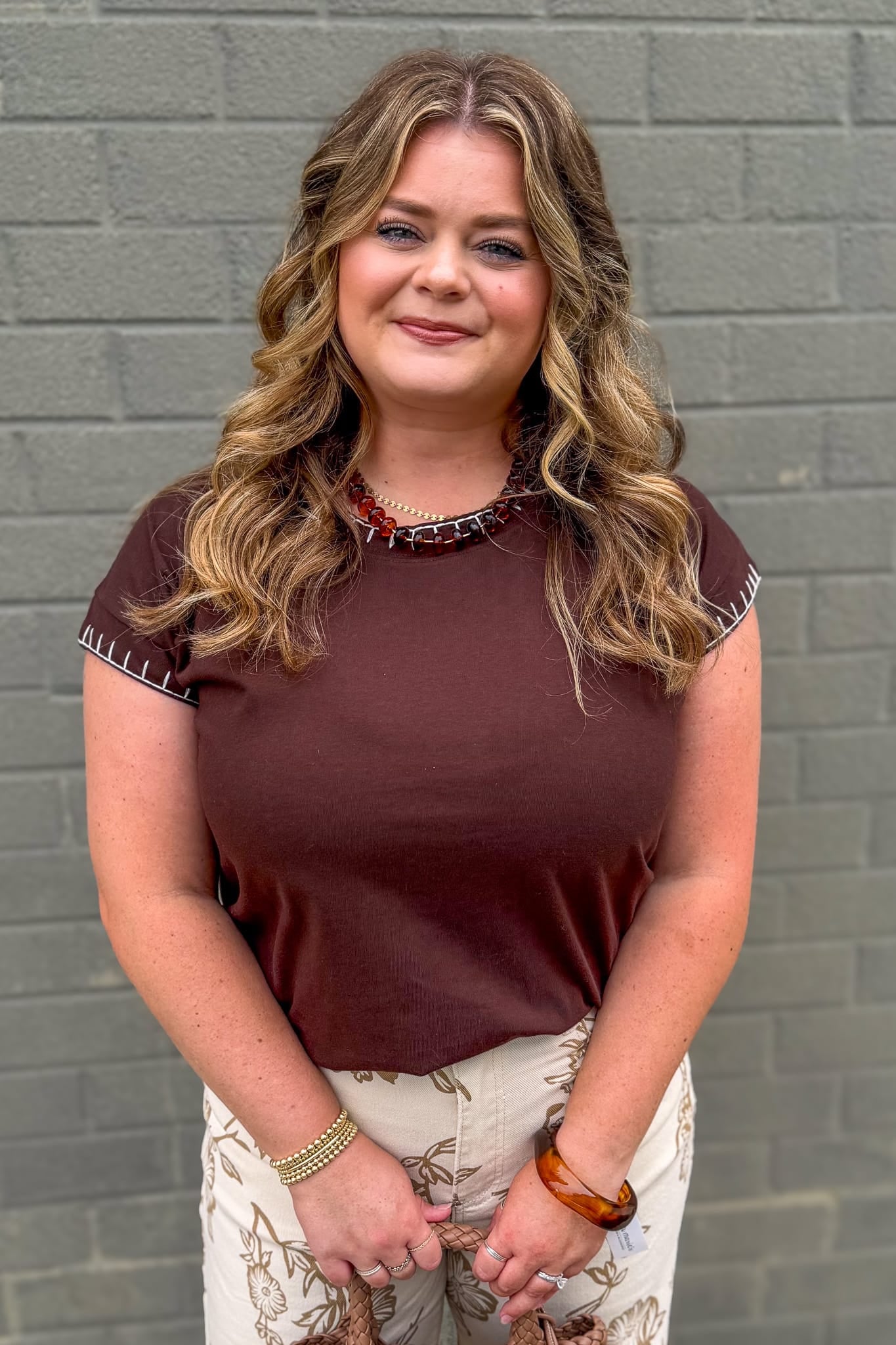 Chocolate Stitch Detail Top