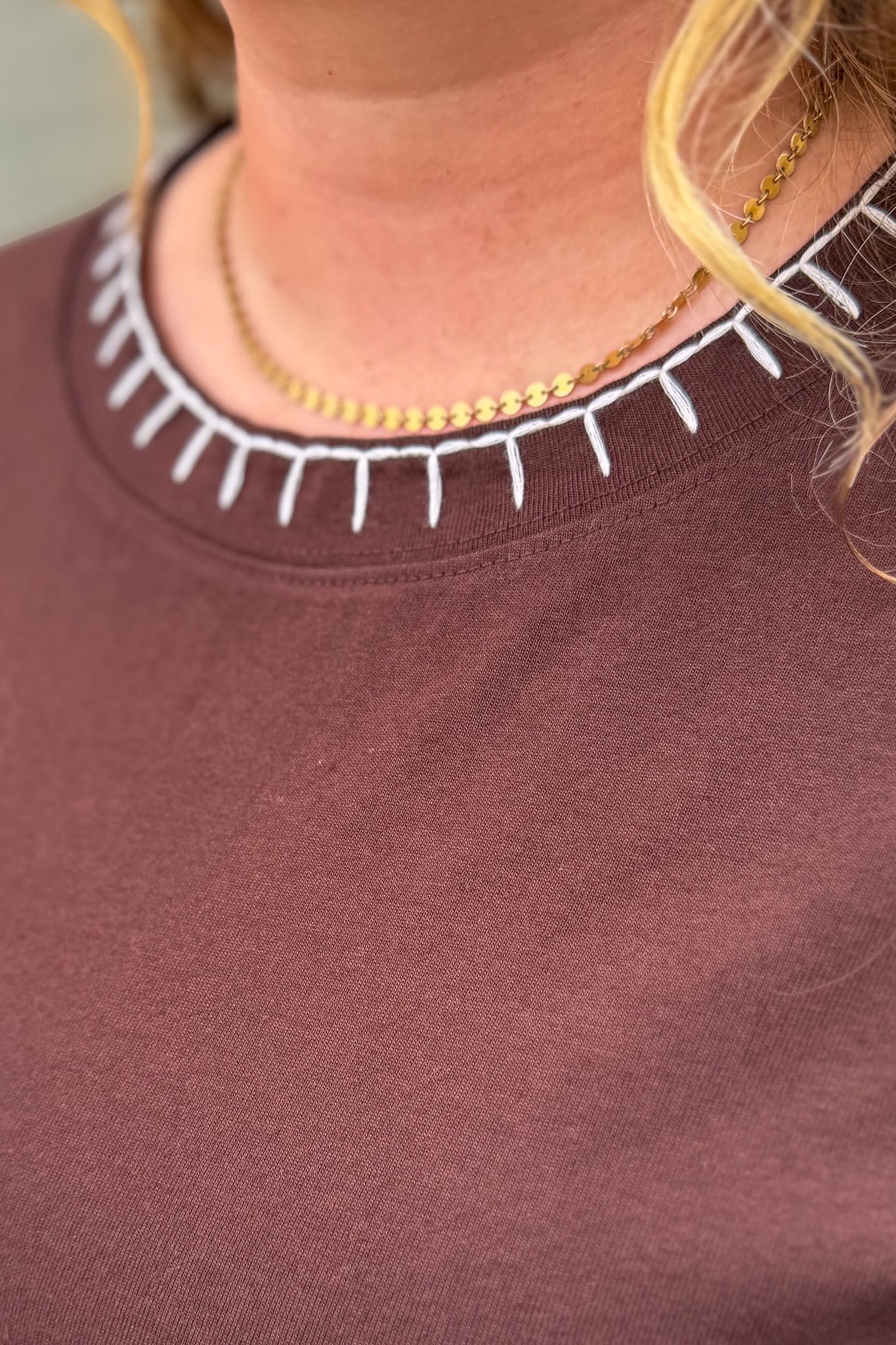 Chocolate Stitch Detail Top Detailed