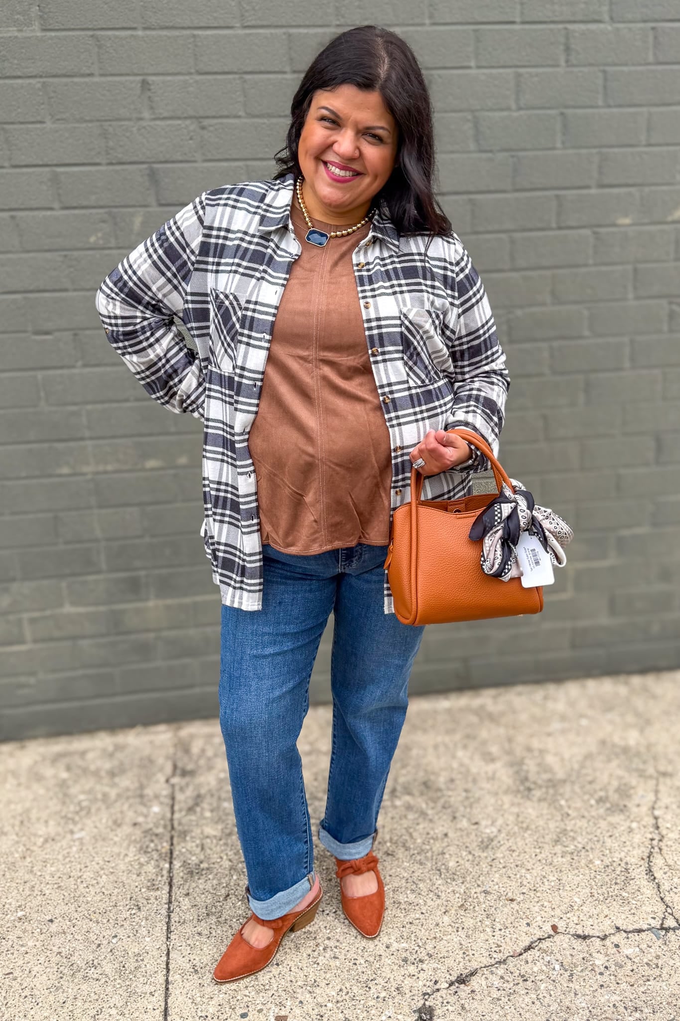 Black & Grey Plaid Cozy Shirt Styled