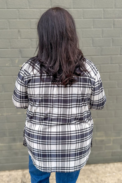 Black & Grey Plaid Cozy Shirt Back