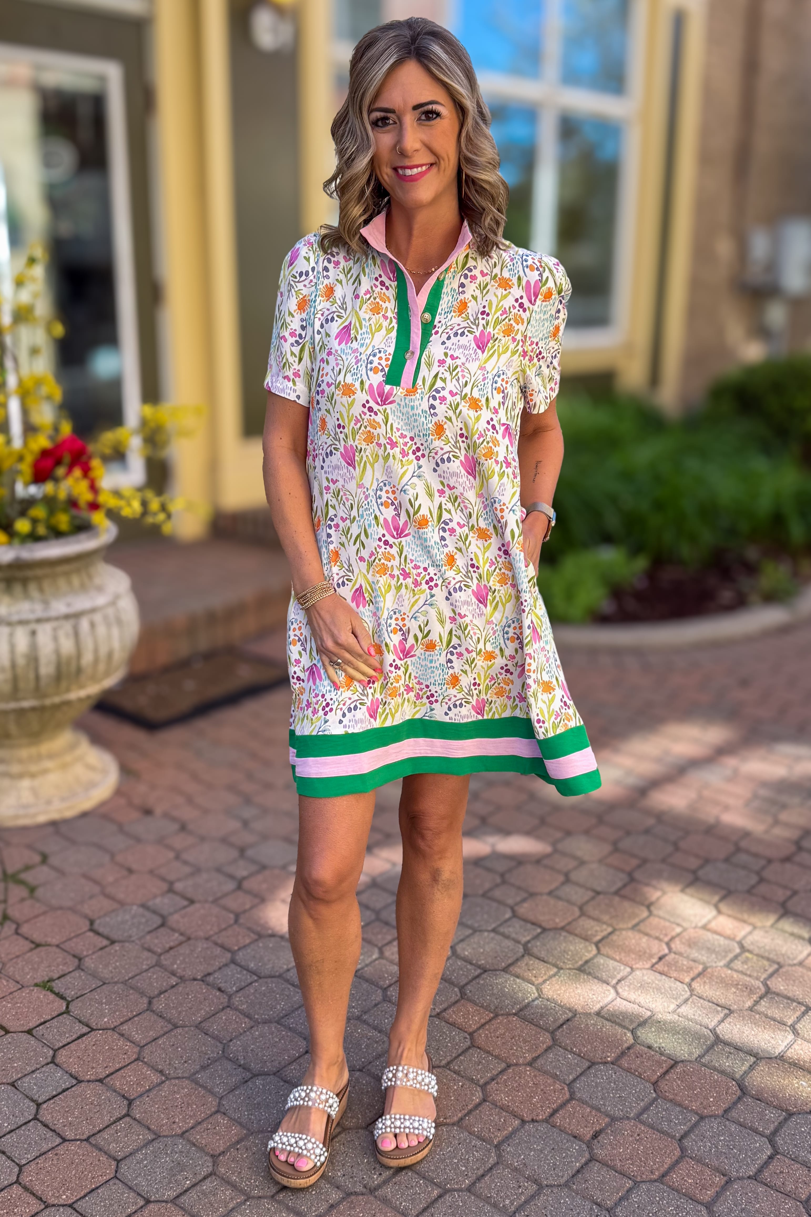 Ivory Floral Printed Woven Shift Dress 2X