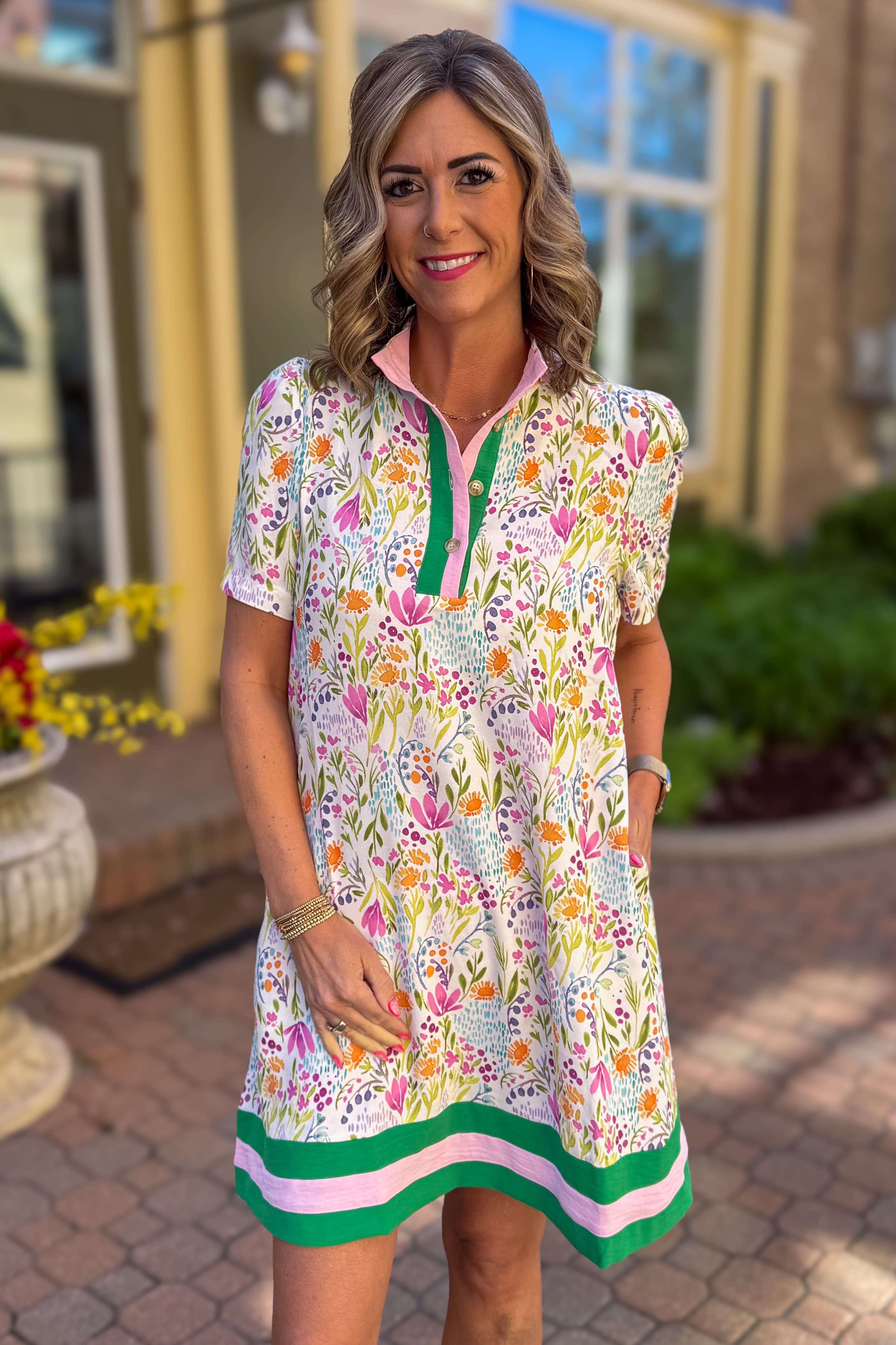 Ivory Floral Printed Woven Shift Dress