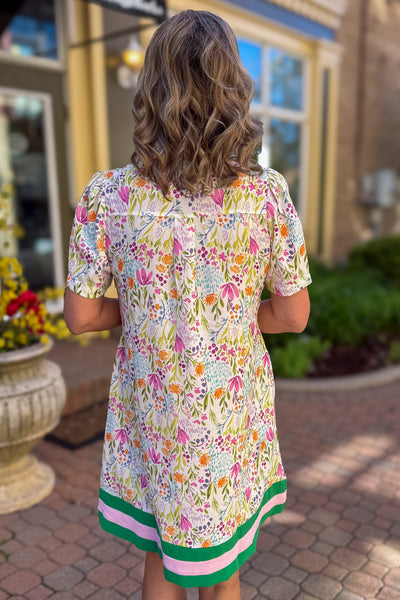 Ivory Floral Printed Woven Shift Dress Back