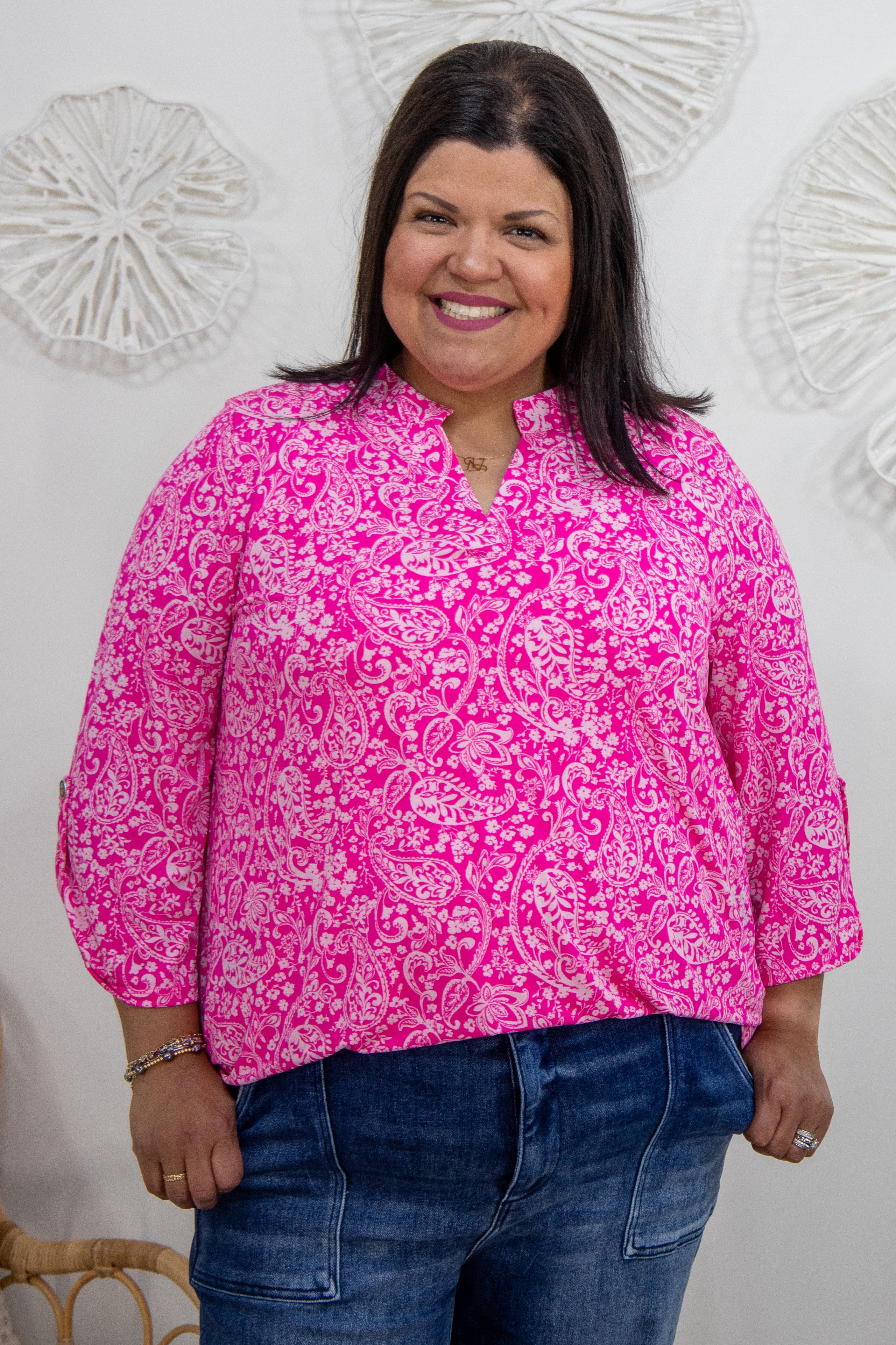 Hot Pink Paisley Lizzy Top