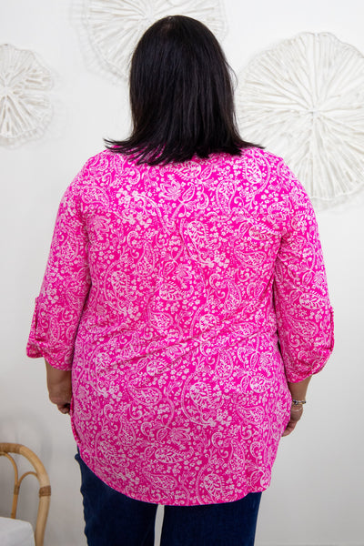 Hot Pink Paisley Lizzy Top back
